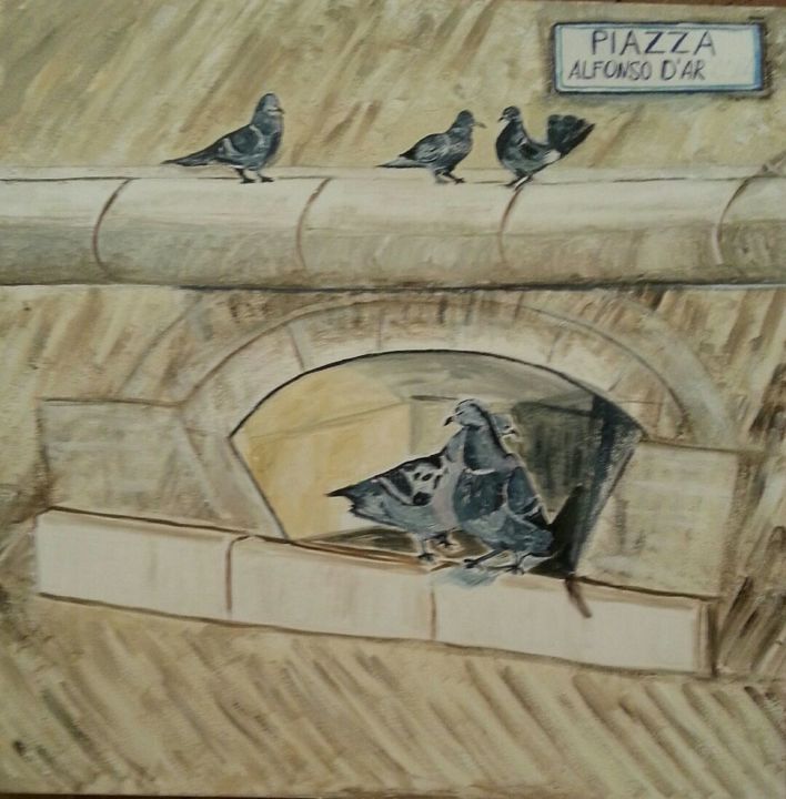 Malerei mit dem Titel "Piazza..." von Ariadna, Original-Kunstwerk, Acryl
