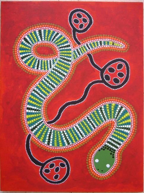 Peinture intitulée "Snake and eggs" par Jean Louis Jabalé, Œuvre d'art originale