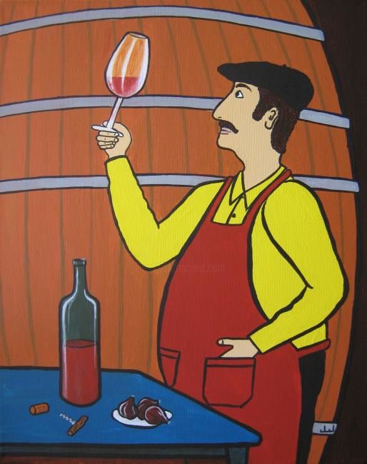 Painting titled "In vino veritas" by Jean Louis Jabalé, Original Artwork