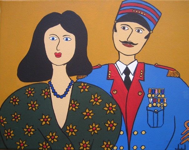 Peinture intitulée "le général et Madame" par Jean Louis Jabalé, Œuvre d'art originale