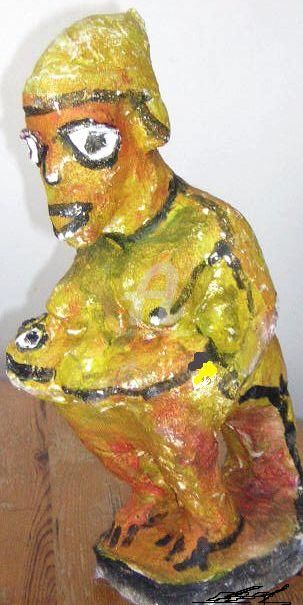 Sculpture titled "Maternité africaine" by Monsieur Jaber, Original Artwork, Mixed Media