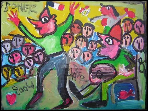 Peinture intitulée "Bonheur et pais au…" par Monsieur Jaber, Œuvre d'art originale, Autre