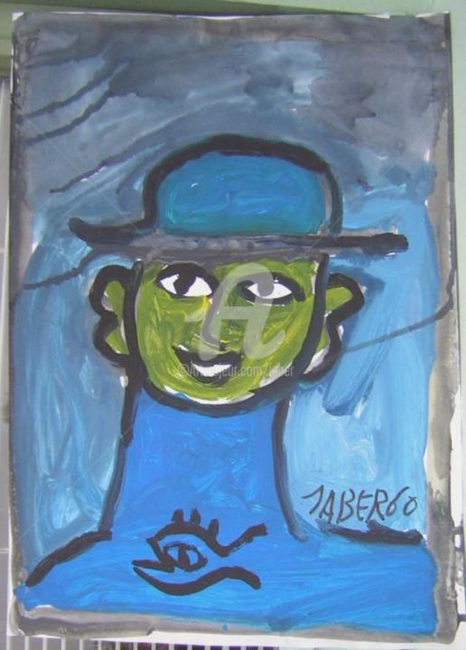 Painting titled "Homme bleu" by Monsieur Jaber, Original Artwork