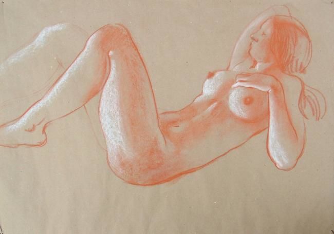 Drawing titled "Naked model" by Valeriu Jabinschi, Original Artwork