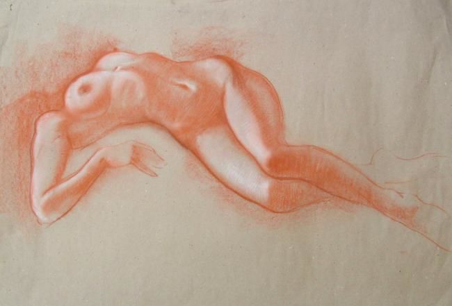 Disegno intitolato "Naked model" da Valeriu Jabinschi, Opera d'arte originale
