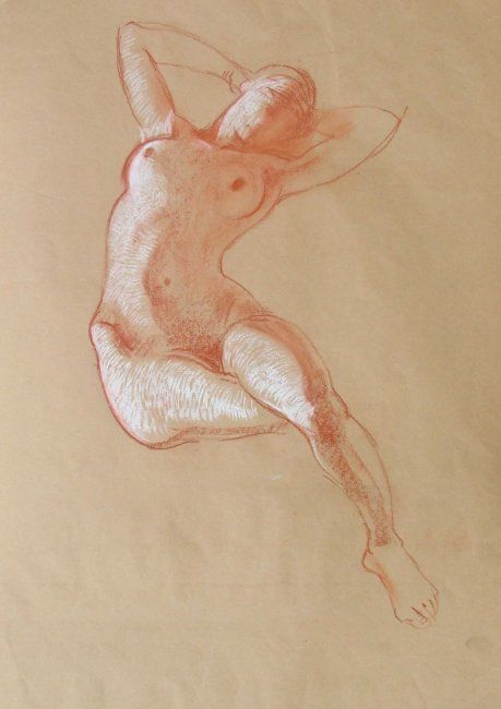 Drawing titled "Naked model" by Valeriu Jabinschi, Original Artwork