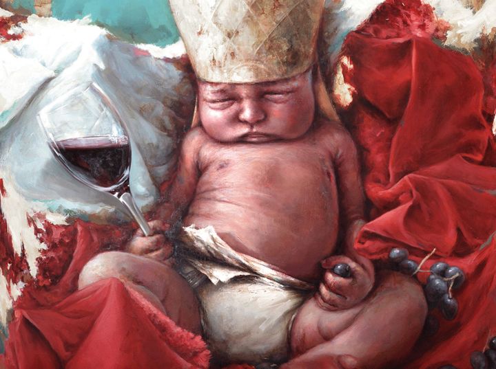 Painting titled "La mitra a su me…" by Antonio Cavagnaro, Original Art, Oil