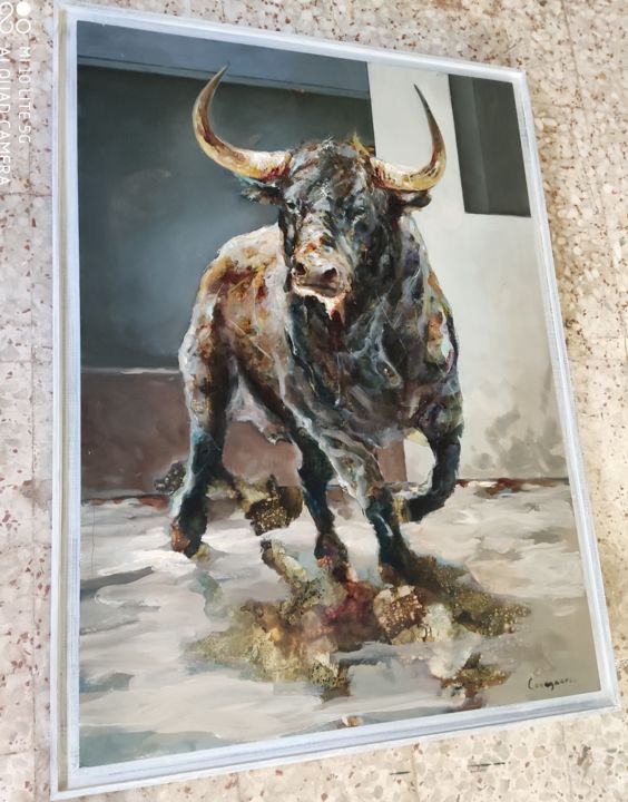 Painting titled "El Toro ll" by Antonio Cavagnaro, Original Artwork, Oil