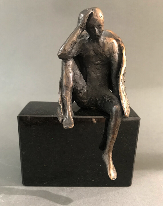 Sculpture titled "Thinking Man" by Jacek Cholewa, Original Artwork, Bronze