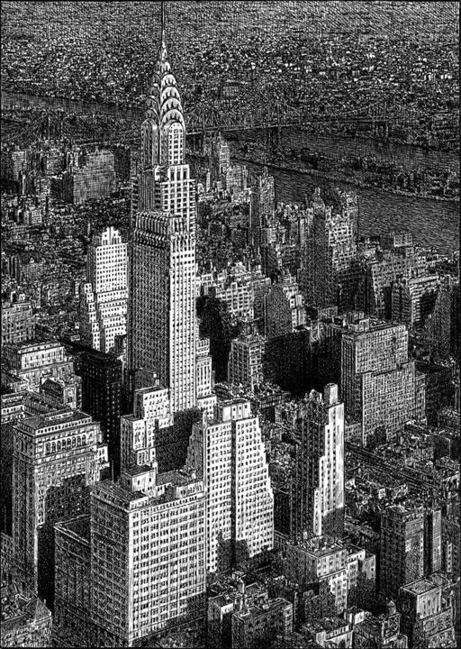 Desenho intitulada "New York, 1940's" por Jack Kaminski, Obras de arte originais, Canetac de aerossol
