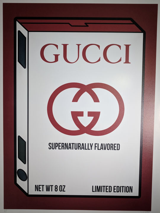 Estampas & grabados titulada "Gucci Cereal Box" por Jack Vitaly, Obra de arte original