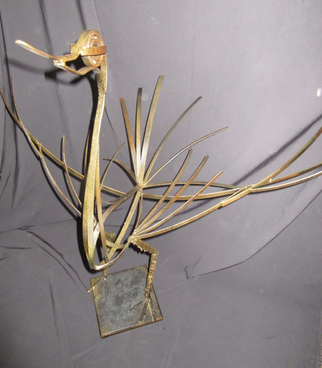 Sculpture titled "l'echassier" by Jacques Veinante (jackart), Original Artwork, Metals