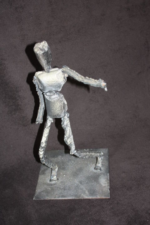Sculpture titled "le marcheur" by Jacques Veinante (jackart), Original Artwork, Metals