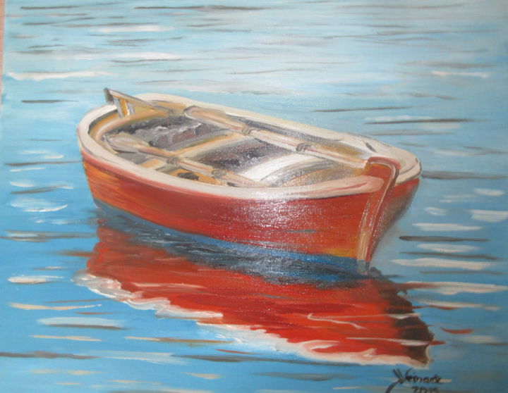 Peinture intitulée "la barque" par Jacques Veinante (jackart), Œuvre d'art originale, Huile