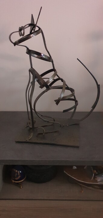 Sculpture intitulée "The metal cats" par Jacques Veinante (jackart), Œuvre d'art originale, Métaux
