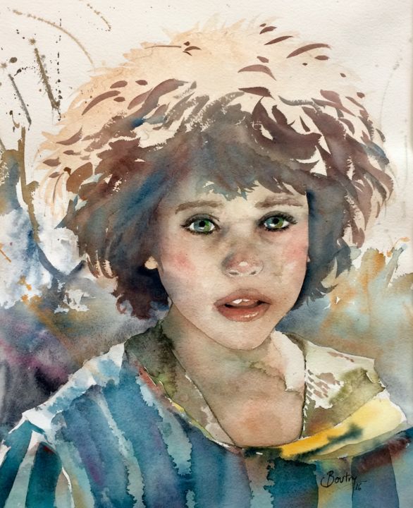 Painting titled "petite tunisienne" by Jacques Boutry, Original Artwork, Watercolor