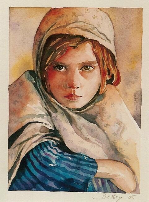Painting titled "Petite afghane" by Jacques Boutry, Original Artwork, Oil
