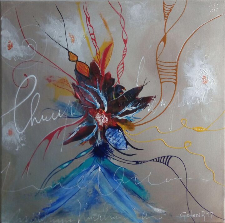 Painting titled "DANSEUSE VOLCANIQUE" by Jackie Godenir, Original Artwork, Acrylic