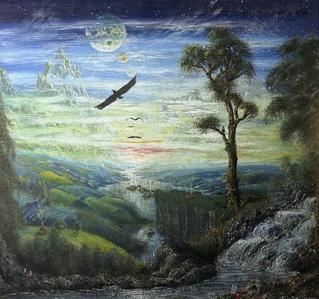 Peinture intitulée "Another worlds view" par Jackie Byrone, Œuvre d'art originale