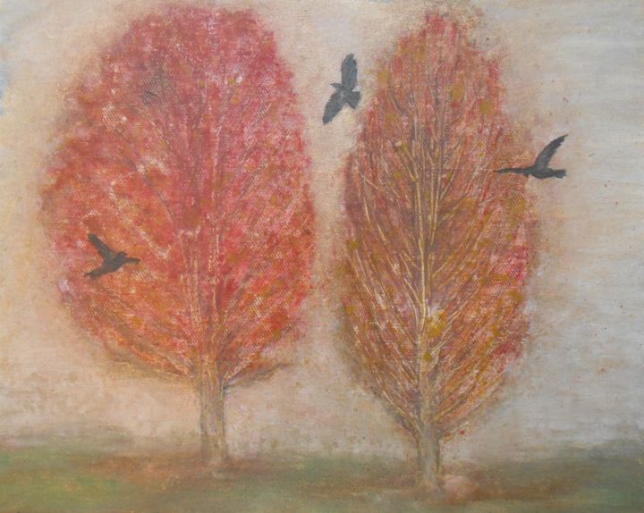 Painting titled "autumn-study-with-t…" by Josh Honeyman, Original Artwork