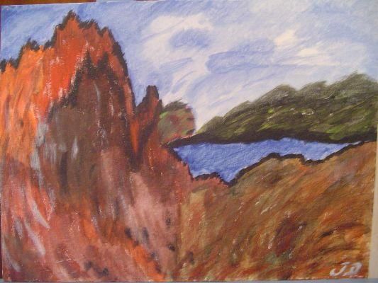 Peinture intitulée "Le lac en montagne" par Jacques Delpas, Œuvre d'art originale, Huile