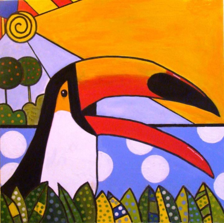 Painting titled "tucano da amazonia" by Jack Mast, Original Artwork, Oil