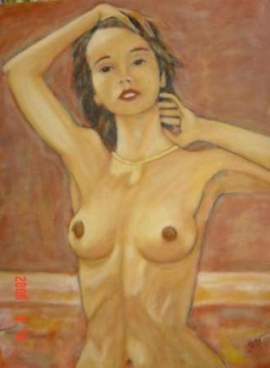 Painting titled "femme seins nus" by Jack Mast, Original Artwork, Oil