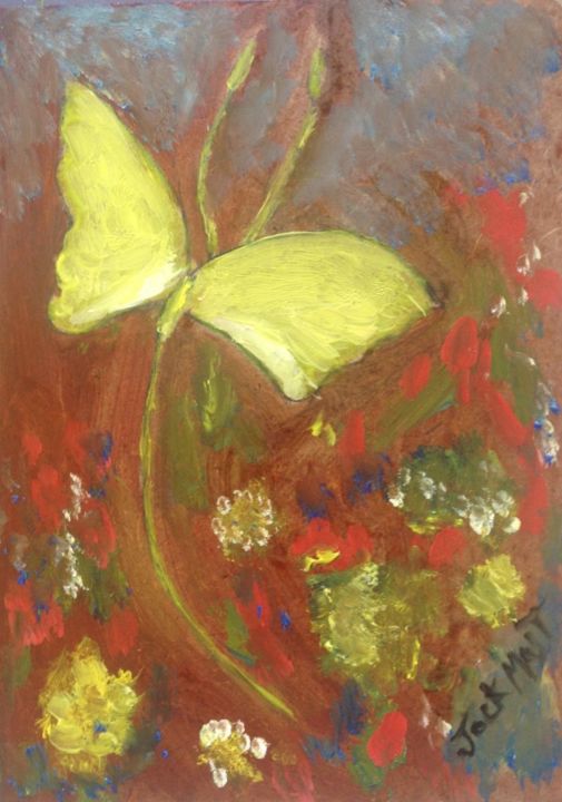 Painting titled "borboleta amarela c…" by Jack Mast, Original Artwork, Oil