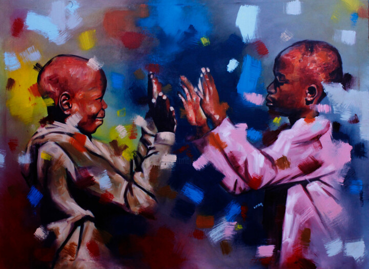 Malarstwo zatytułowany „Play On Little Child” autorstwa Jackson Kirisa, Oryginalna praca, Akryl