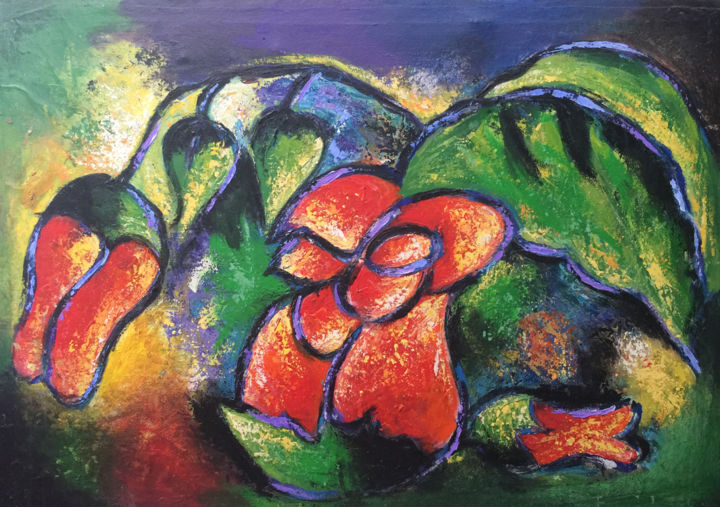 Painting titled "Plante" by Jackson Nyame D., Original Artwork, Acrylic