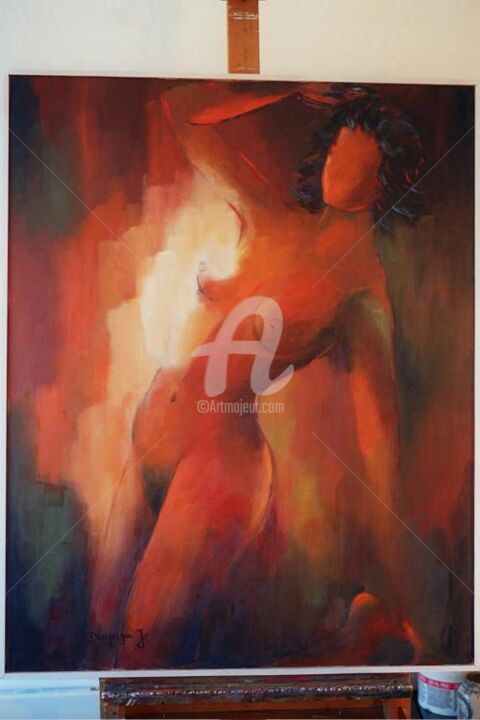 Schilderij getiteld "Isabel : au lever n…" door Jacky Dumergue, Origineel Kunstwerk, Olie