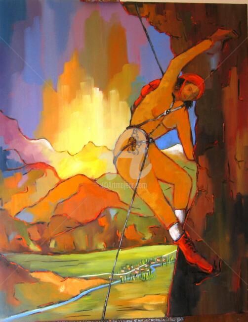 Peinture intitulée "Escalade sans verti…" par Jacky Dumergue, Œuvre d'art originale, Huile