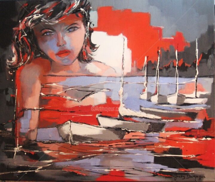 Peinture intitulée "La sirène brune" par Jacky Dumergue, Œuvre d'art originale