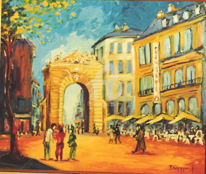 Peinture intitulée "Bordeaux : La porte…" par Jacky Dumergue, Œuvre d'art originale