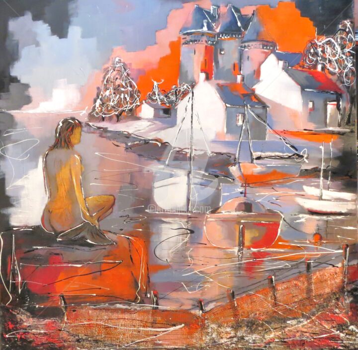 "La Sirène de Copenh…" başlıklı Tablo Jacky Dumergue tarafından, Orijinal sanat, Petrol