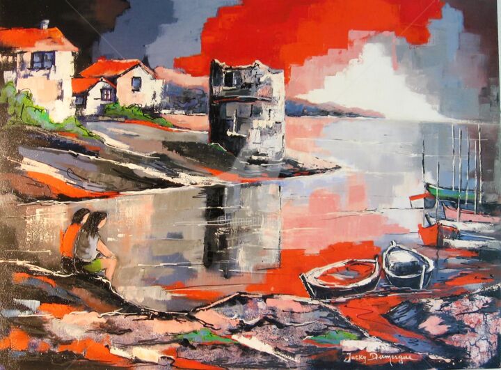 Schilderij getiteld "Corse près de Propr…" door Jacky Dumergue, Origineel Kunstwerk, Olie