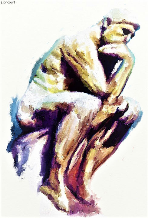 Arts numériques intitulée "Rodin...Artmajeur T…" par Jacky Joncourt, Œuvre d'art originale, Peinture numérique