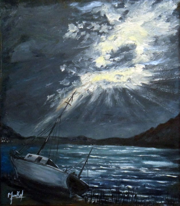 Pittura intitolato "Echoué" da Jacky Monka, Opera d'arte originale, Olio
