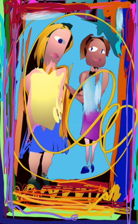Цифровое искусство под названием "Les copines" - Jacky Patin, Подлинное произведение искусства, Цифровая живопись