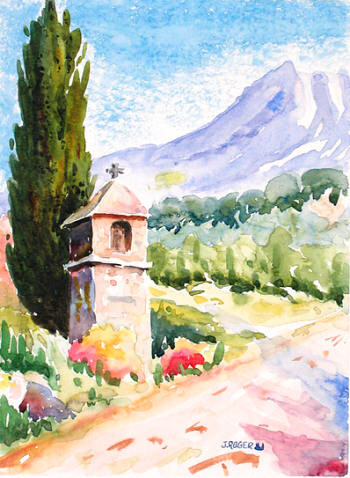 Peinture intitulée "La Montagne Sainte…" par Jacky Roger, Œuvre d'art originale, Huile