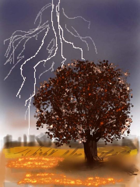Digitale Kunst getiteld "L'orage..." door Jacky Patin, Origineel Kunstwerk