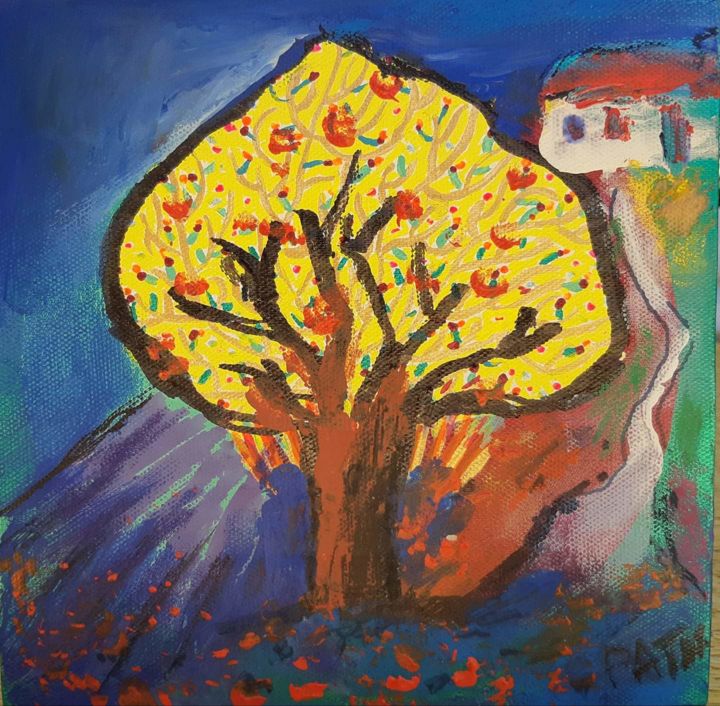 Painting titled "L'arbre..." by Jacky Patin, Original Artwork