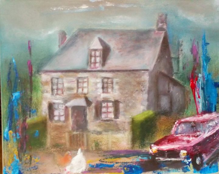 Painting titled "Ma maison natale..." by Jacky Patin, Original Artwork, Pastel