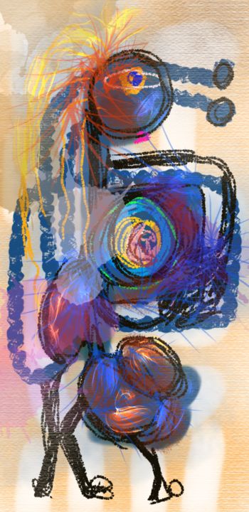Arts numériques intitulée "La bébête..." par Jacky Patin, Œuvre d'art originale, Peinture numérique