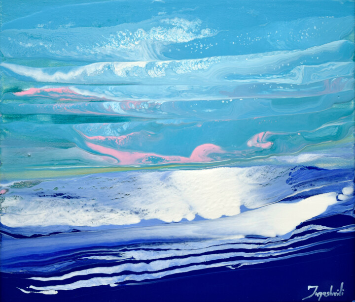 Pintura intitulada "Pink And Blue 1" por Jacob Jugashvili, Obras de arte originais, Tinta de esmalte