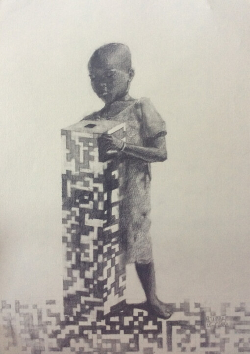 Σχέδιο με τίτλο "Alter Of Bondage" από Jacob Mesu, Αυθεντικά έργα τέχνης, Μολύβι