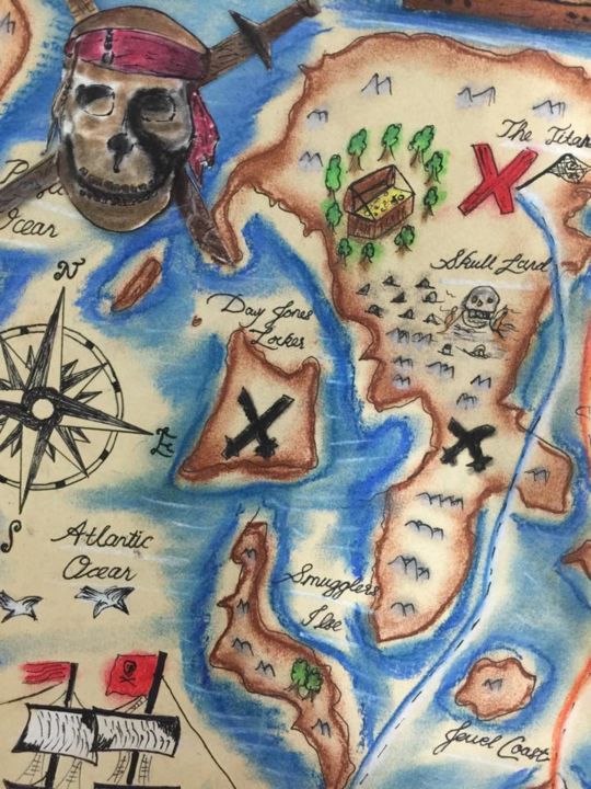 Desenho intitulada "Treasure map" por Jacob Tham Kai Yang, Obras de arte originais, Lápis