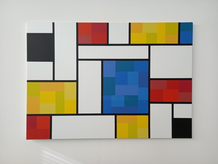 Painting titled "Mondrian's Nuances" by Jacopo Rossi, Original Artwork, Acrylic