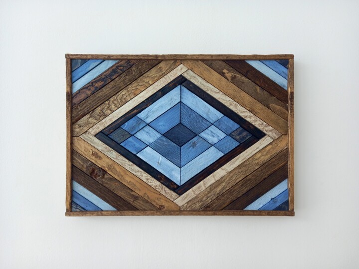 "Blue Diamond Wood" başlıklı Design Jacopo Rossi tarafından, Orijinal sanat, Masa Sanatı