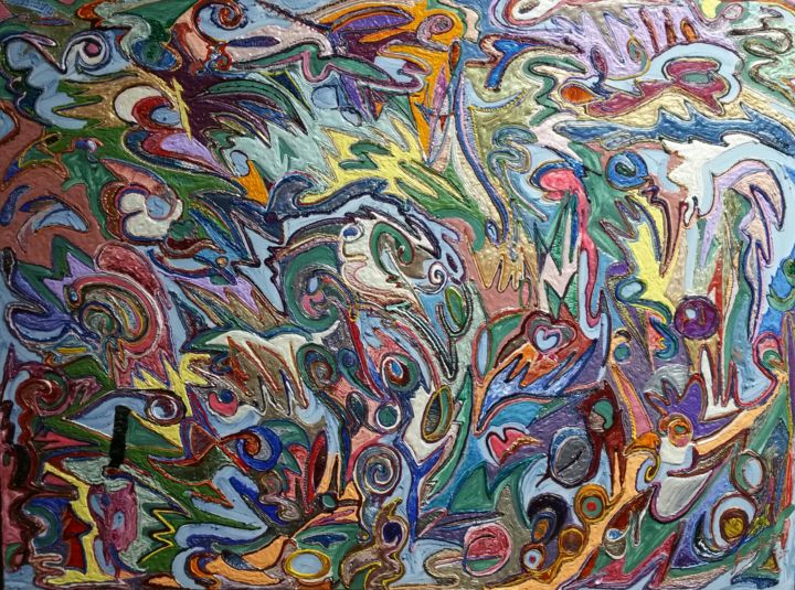 Painting titled "When the World took…" by Jose Acosta, Original Art, Acrylic Mounted on Stretcher frame